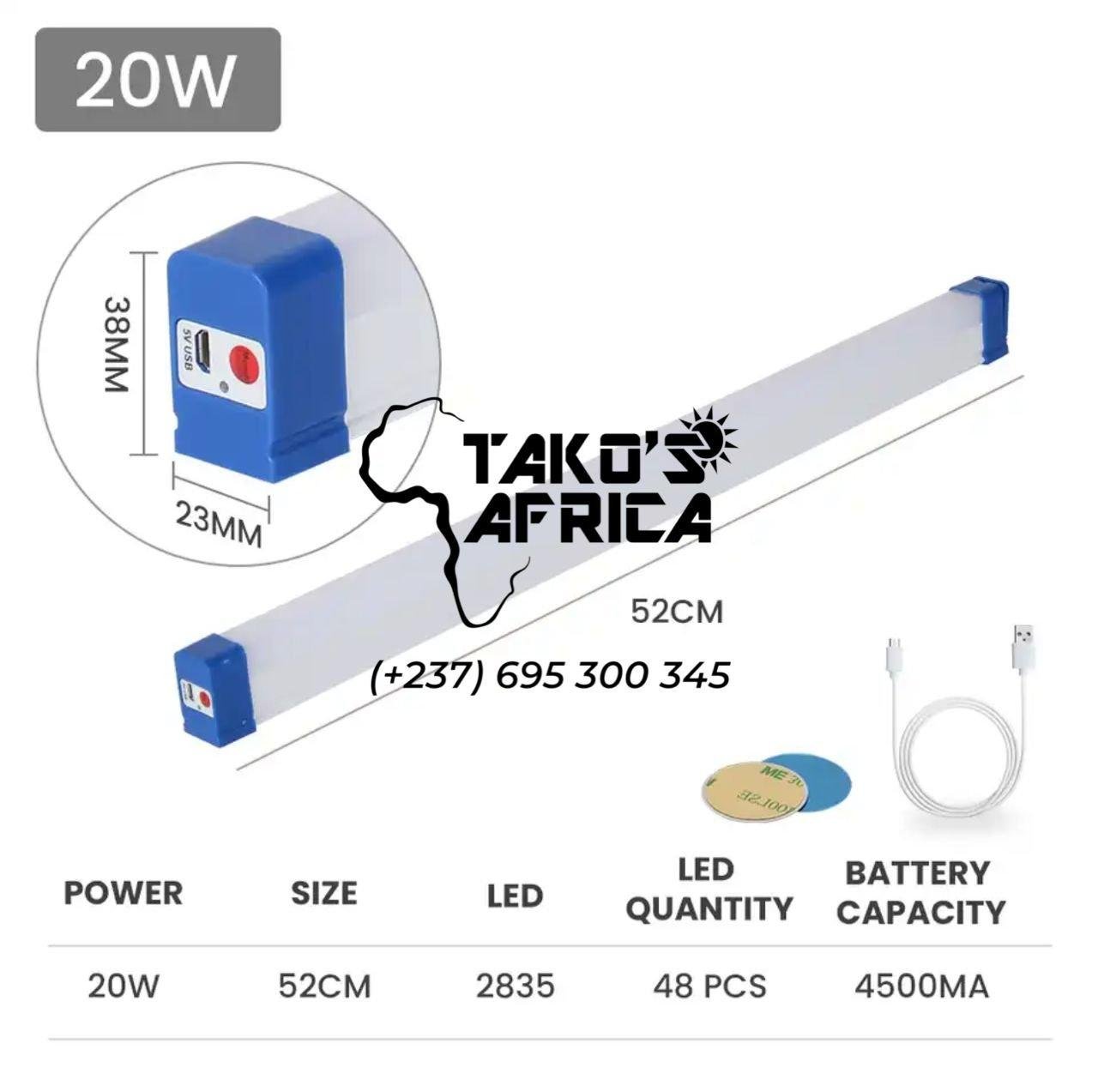 USB rechargeable LED TUBE 52 cm